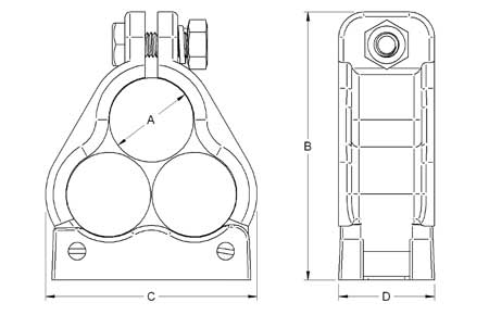 Prysmian Bicon 376AC23 Trefoil Cable Cleats - Dimensions Illustration